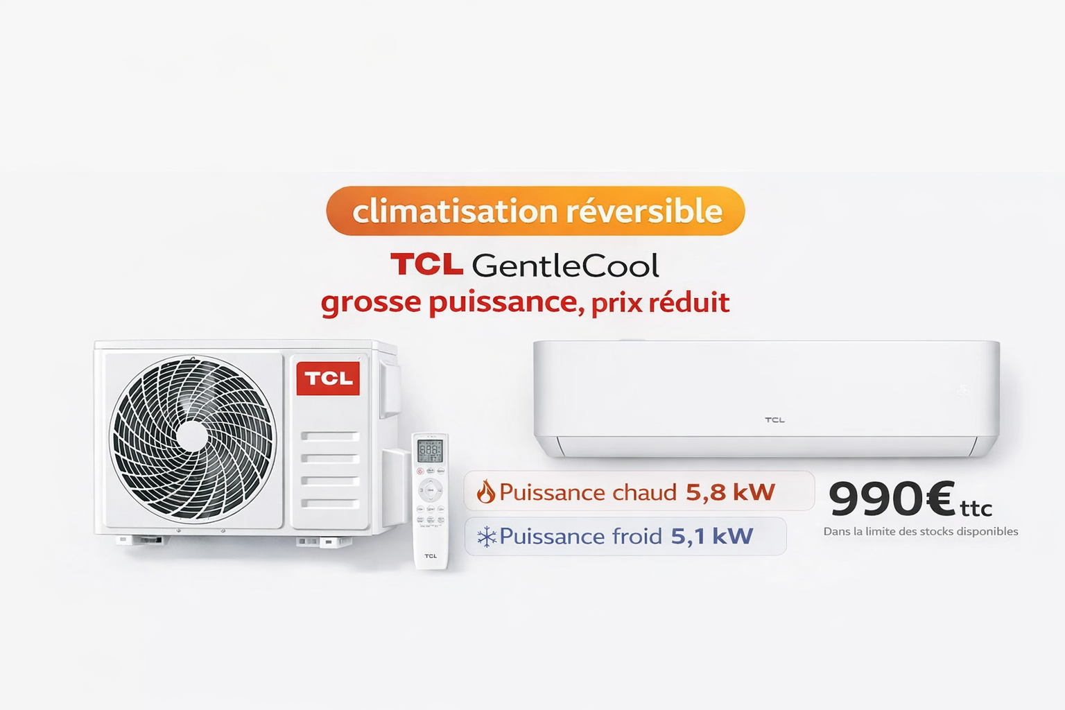 Climatisation réversible TCL mono-split 5,8 kW — BonChauffage